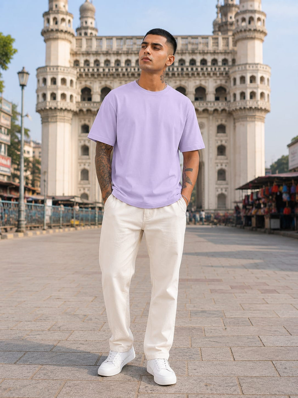 Men's Premium Lavender Classic Crew T-Shirt