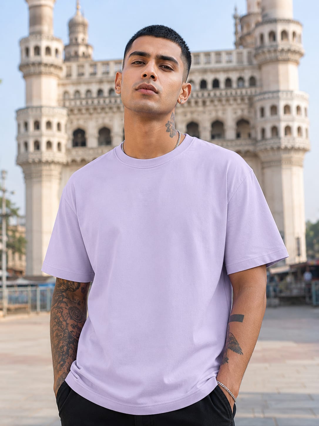 Men's Premium Lavender Classic Crew T-Shirt