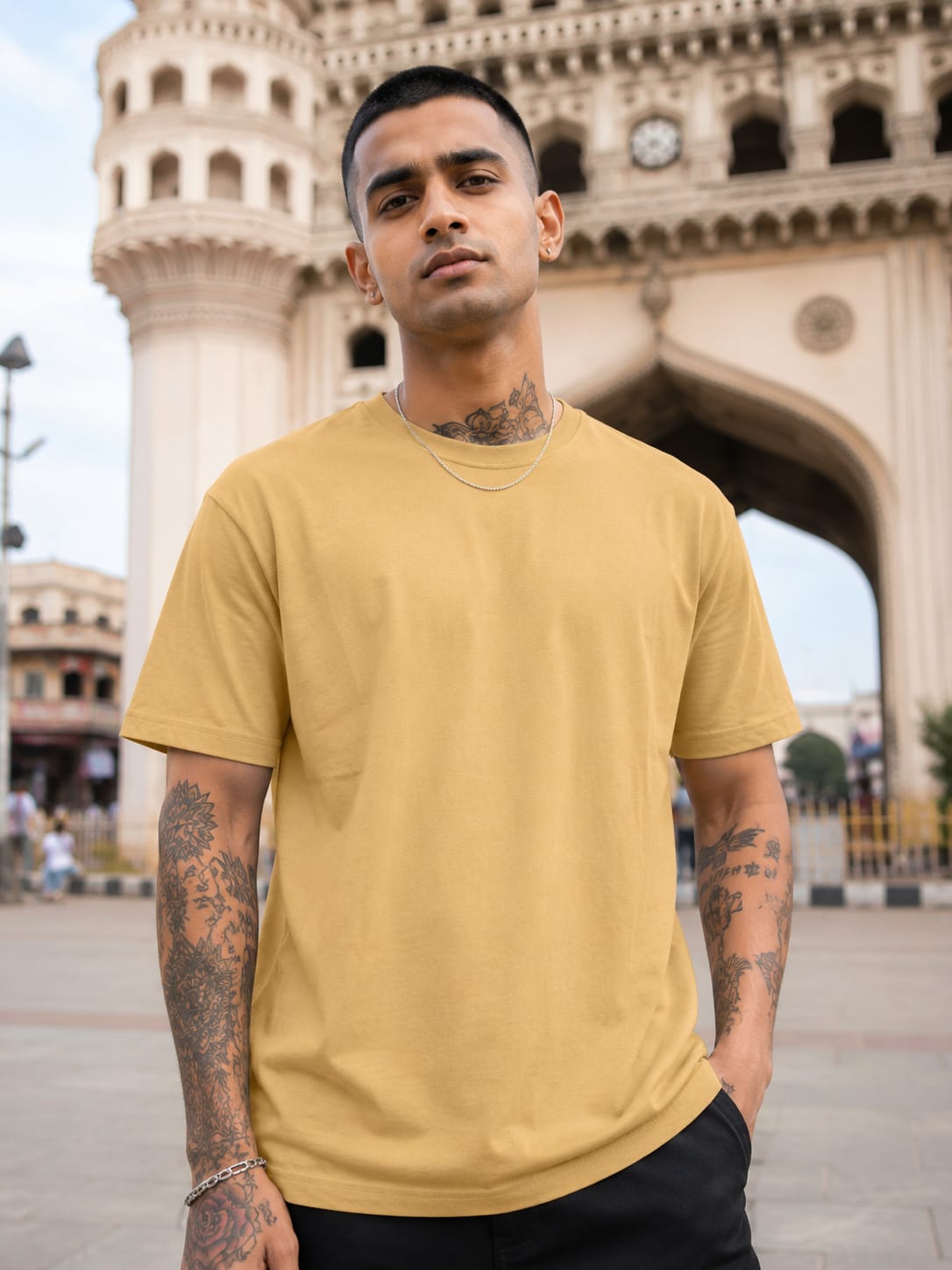 Men's Premium Beige Classic Crew T-Shirt