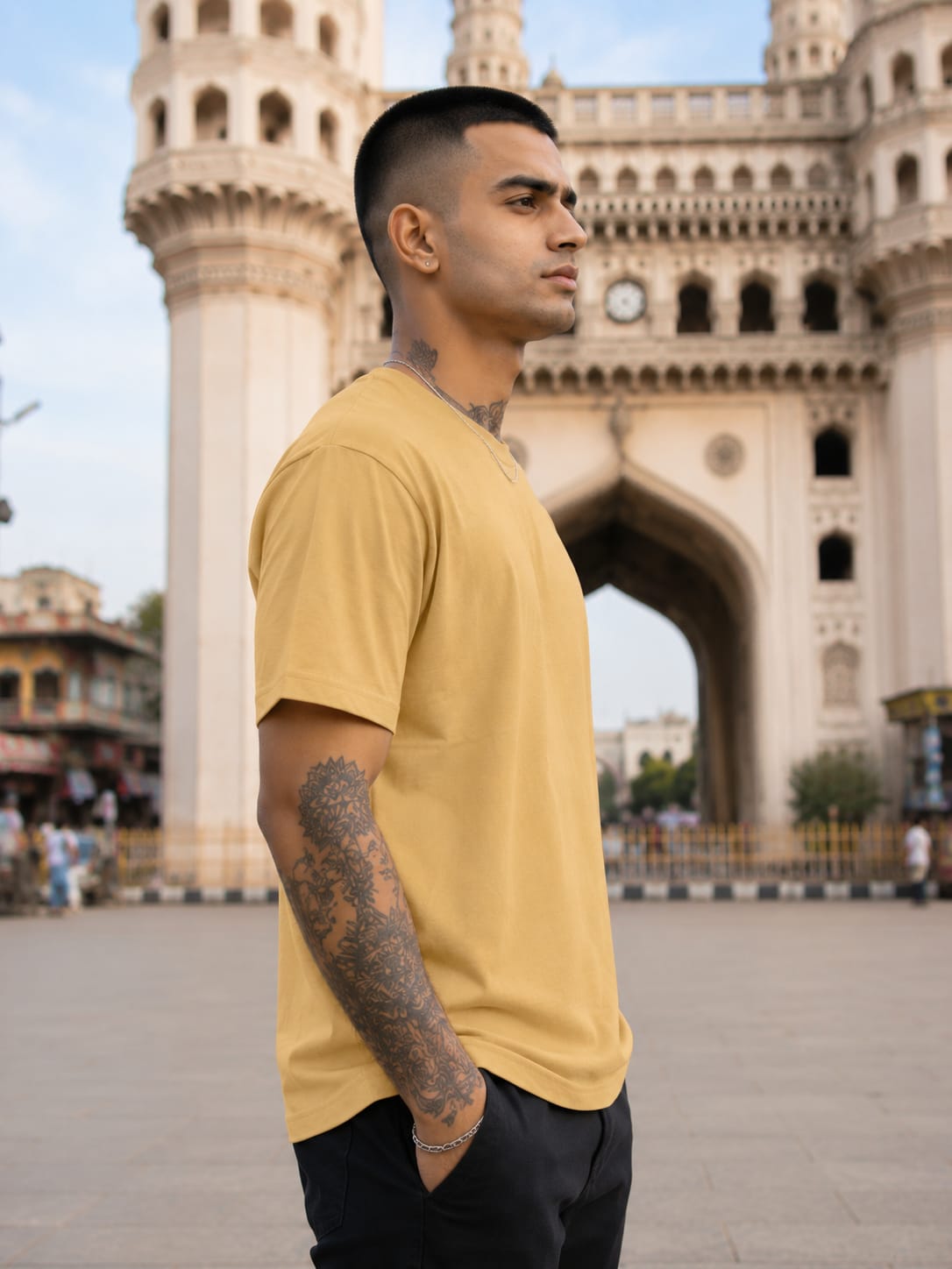 Men's Premium Beige Classic Crew T-Shirt
