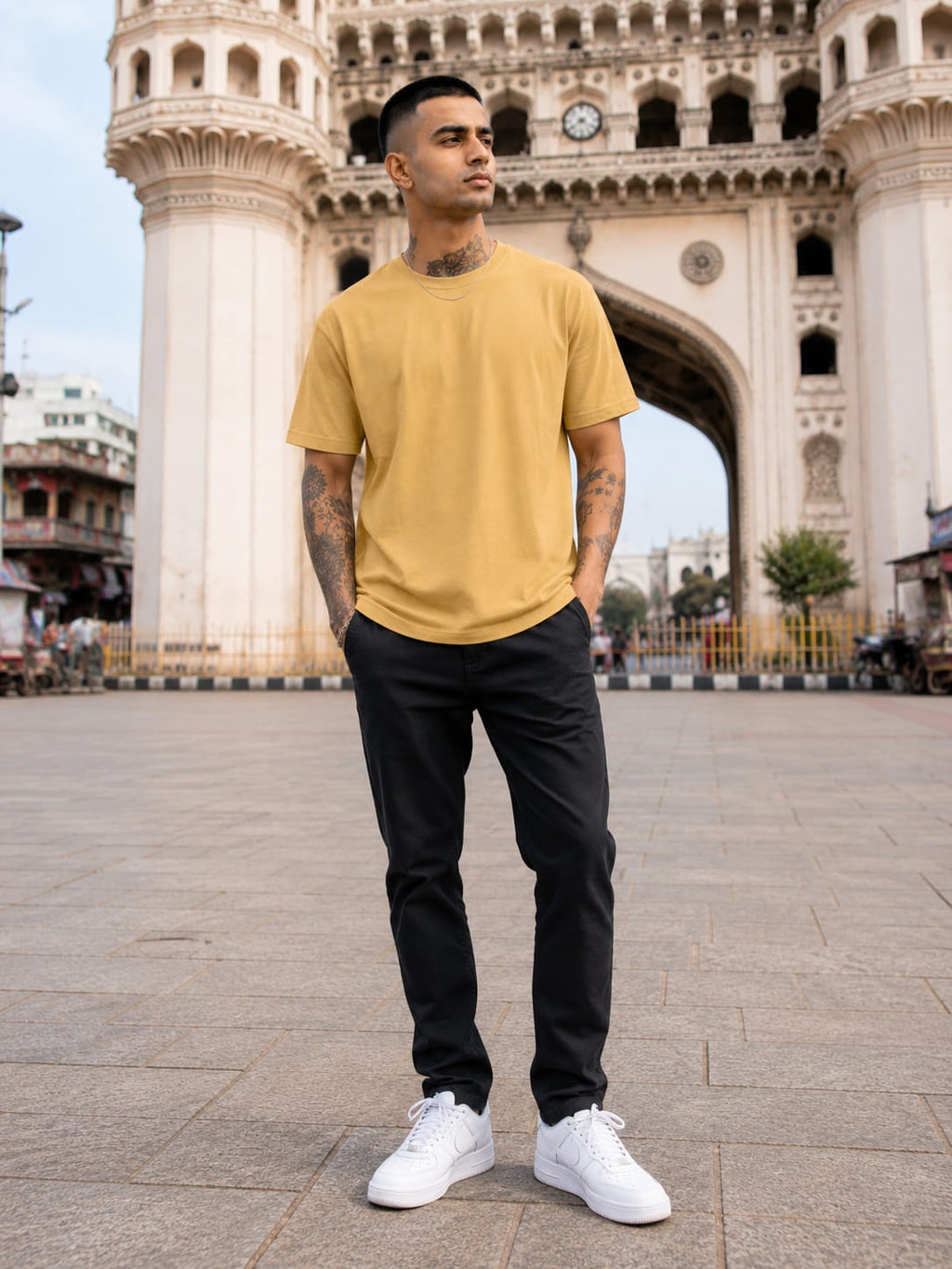 Men's Premium Beige Classic Crew T-Shirt