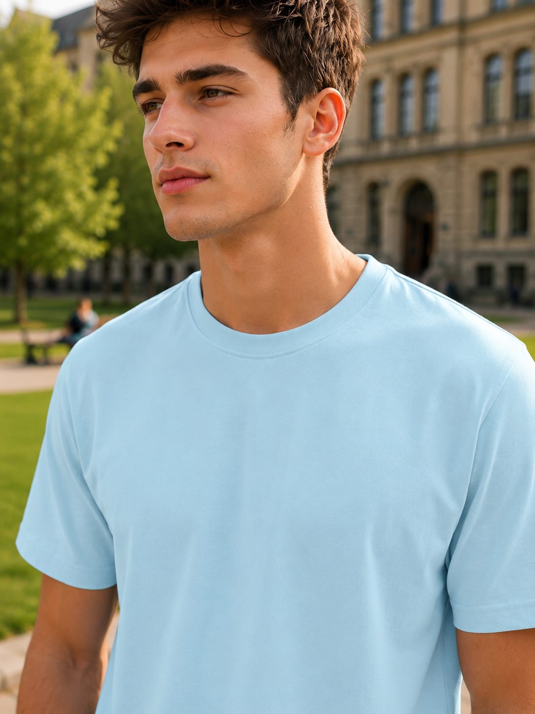 Men's Premium Baby Blue Classic Crew T-Shirt