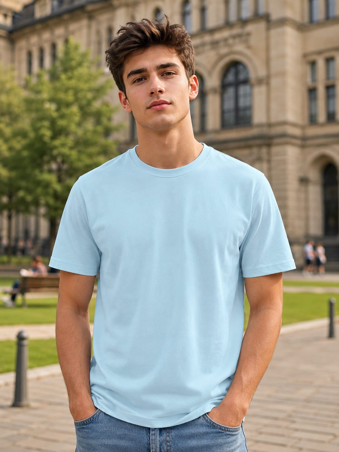 Men's Premium Baby Blue Classic Crew T-Shirt