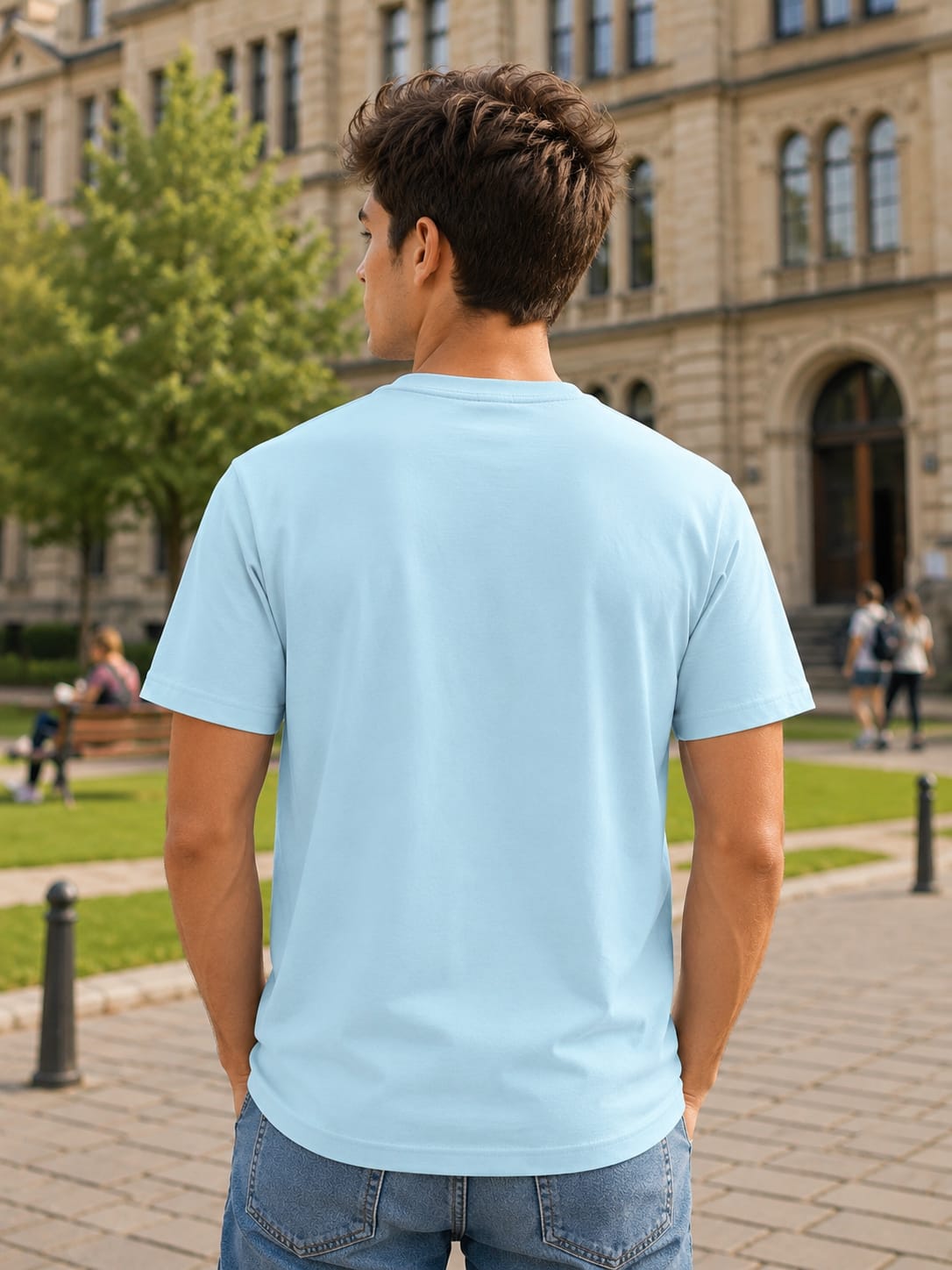 Men's Premium Baby Blue Classic Crew T-Shirt