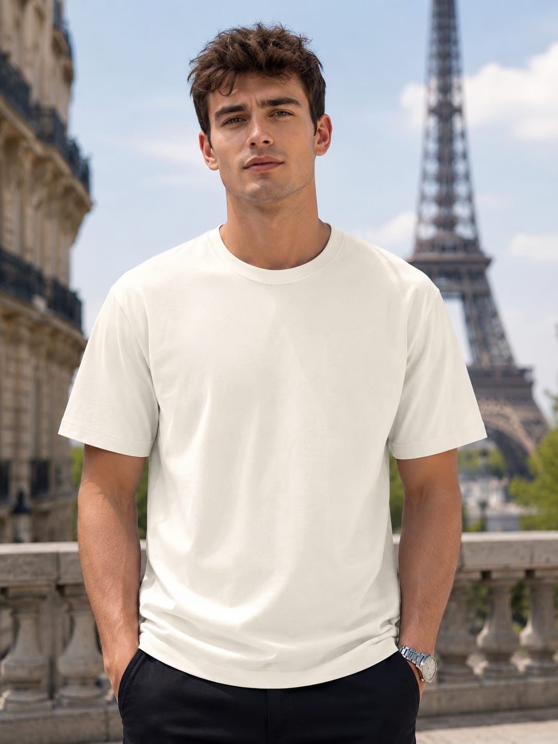 Men's Premium Off-White Classic Crew T-Shirt