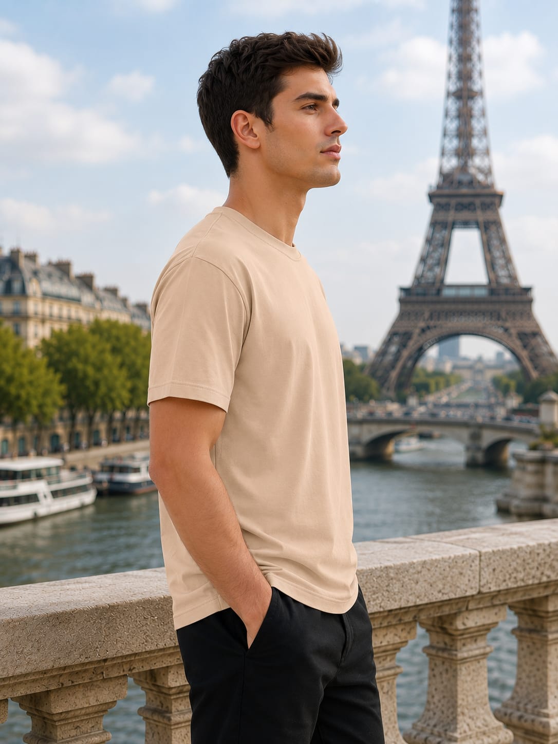Men's Premium Peach Classic Crew T-Shirt