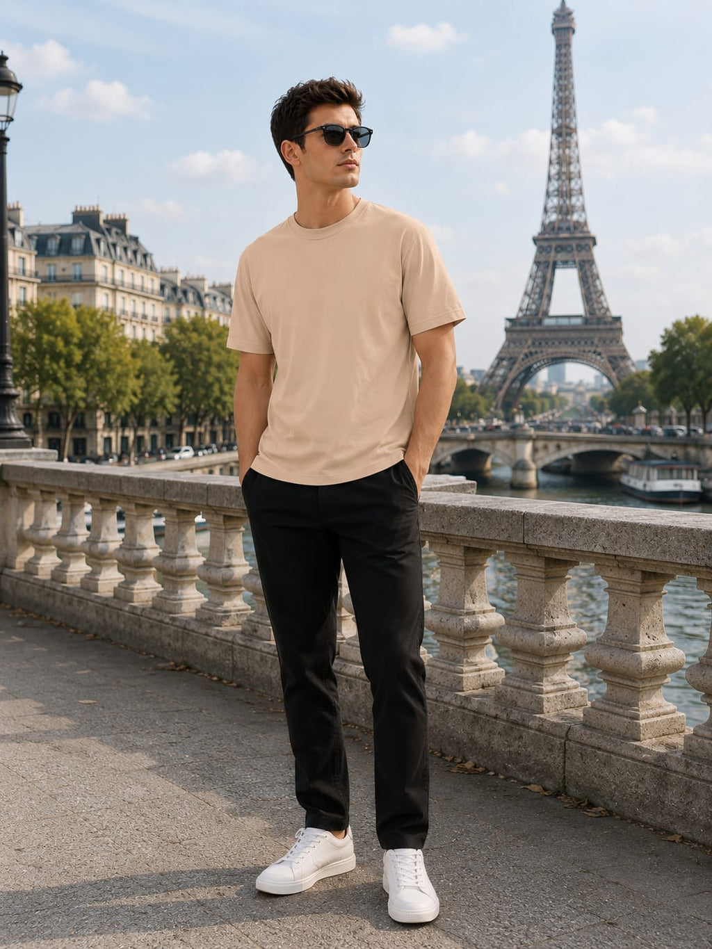 Men's Premium Peach Classic Crew T-Shirt