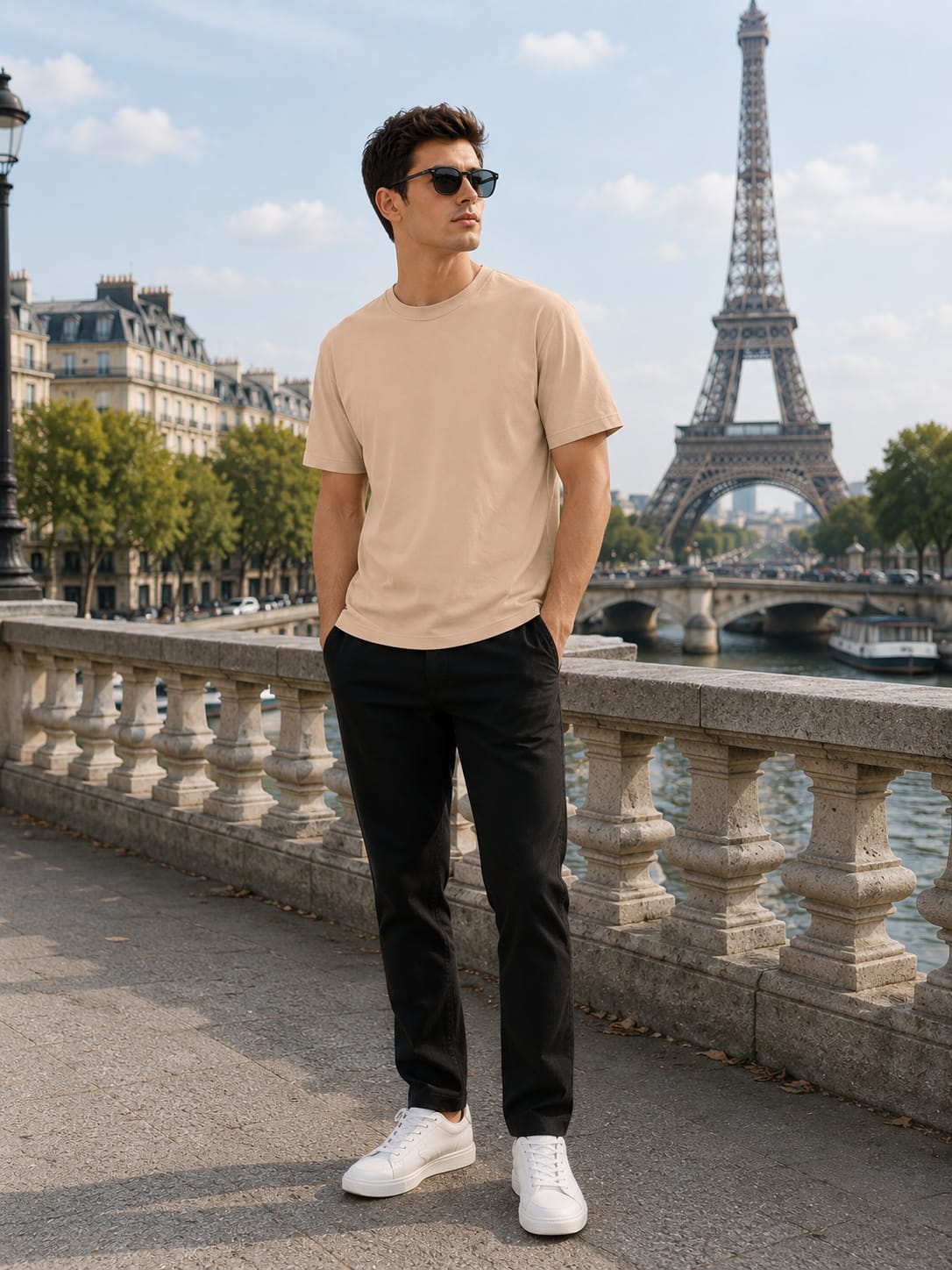 Men's Premium Peach Classic Crew T-Shirt