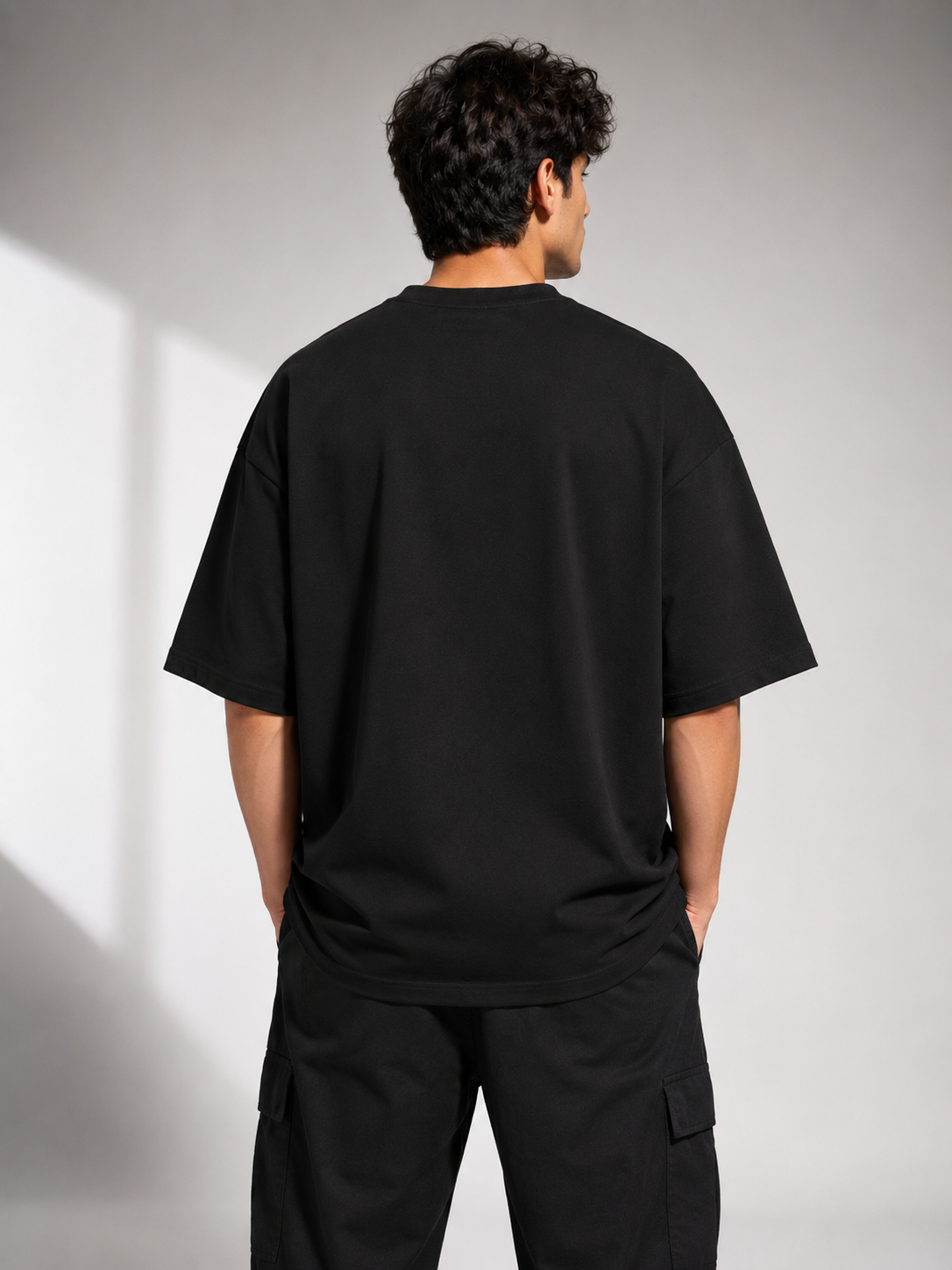 Men's Black ND Typography Oversized T-Shirt