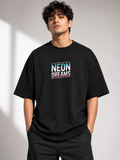 Men's Black ND Typography Oversized T-Shirt