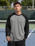 Men's Black Charcoal Melange Raglan T-Shirt