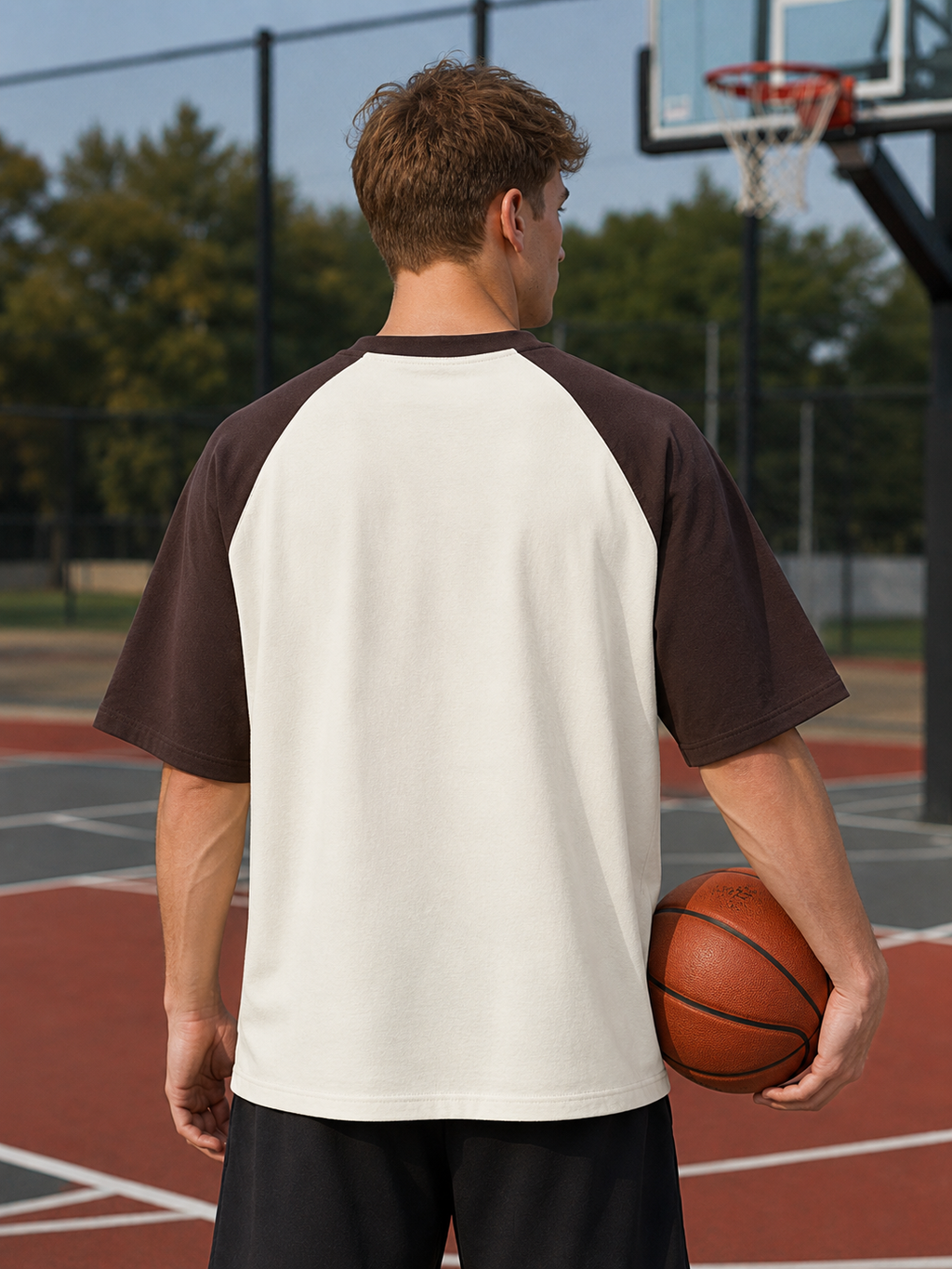 Men's Coffee Brown Off-White Raglan Oversized T-shirt
