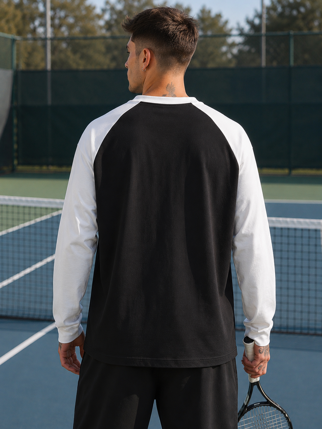 Men's White Black Raglan T-Shirt