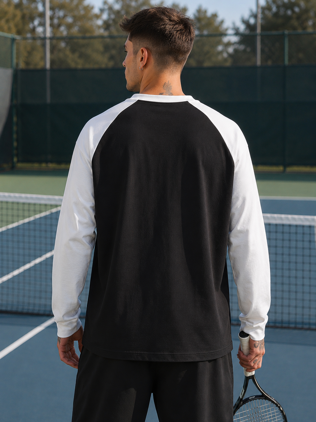 Men's White Black Raglan T-Shirt