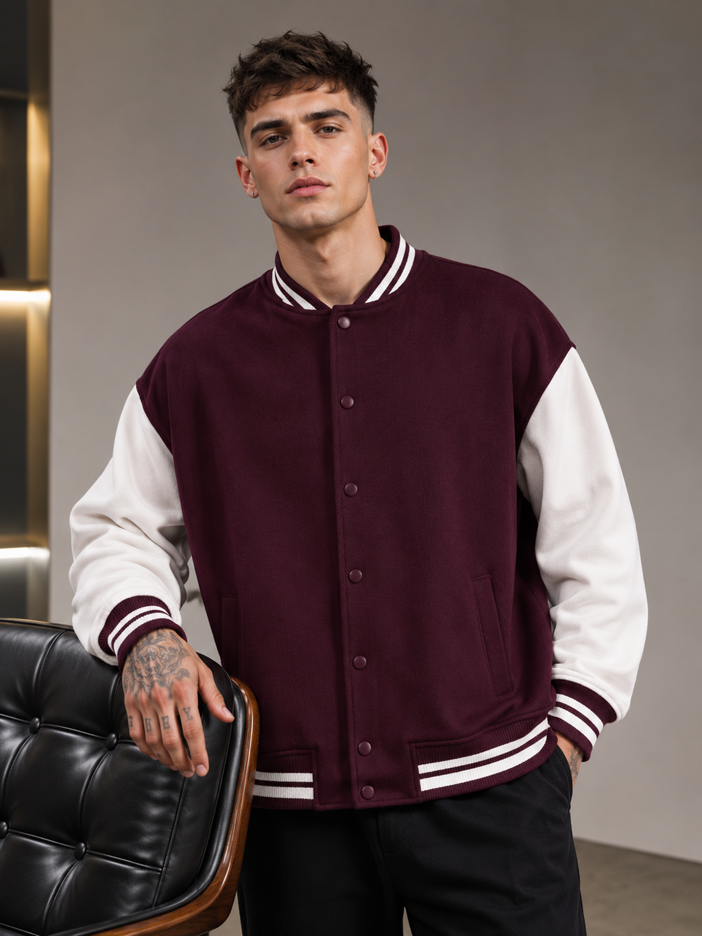 Men's Maroon Varsity Jacket