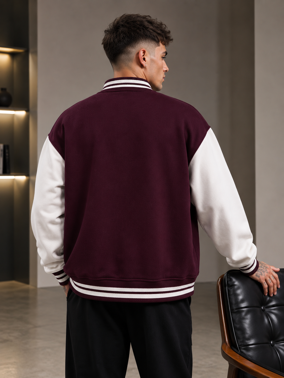 Men's Maroon Varsity Jacket