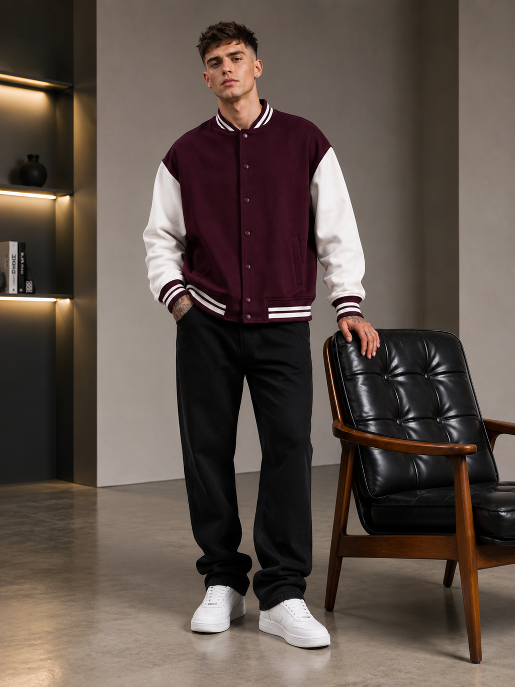 Men's Maroon Varsity Jacket
