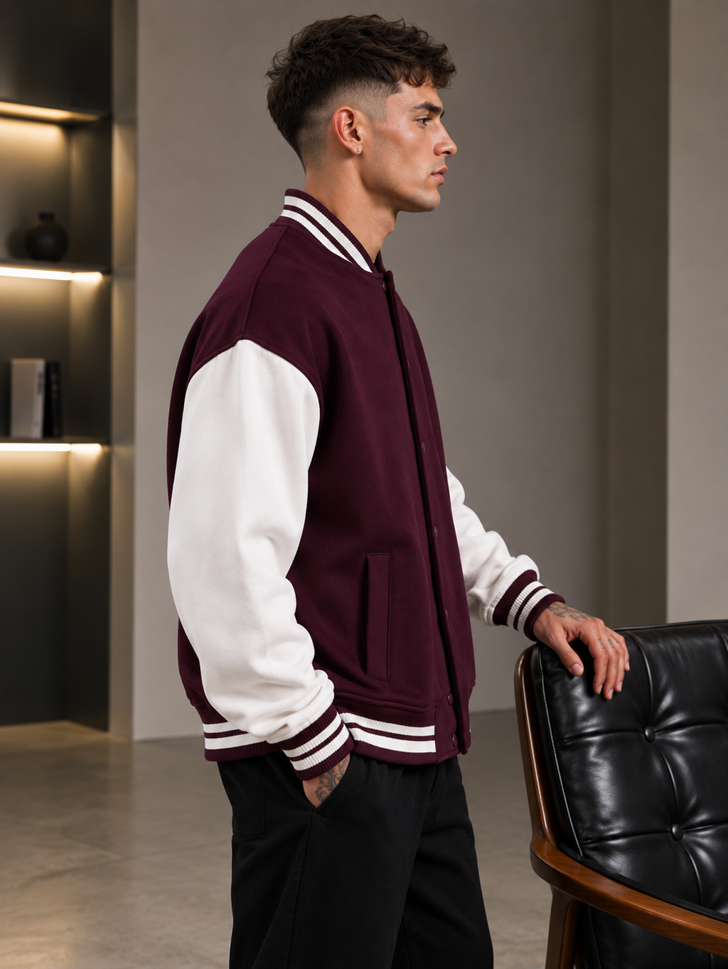 Men's Maroon Varsity Jacket