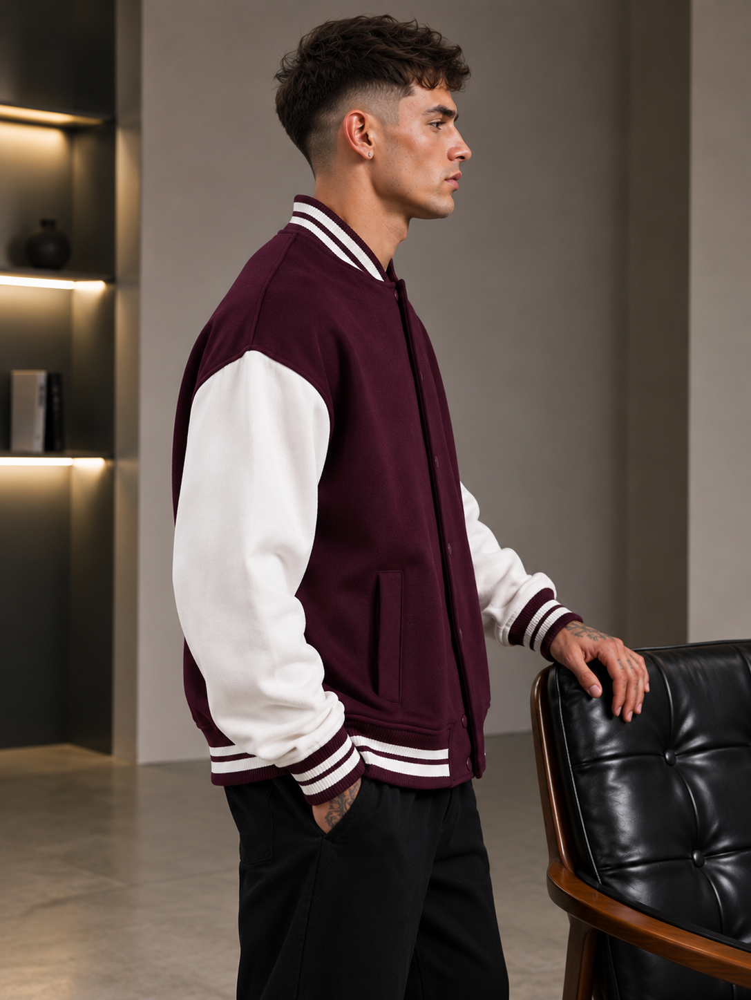 Men's Maroon Varsity Jacket