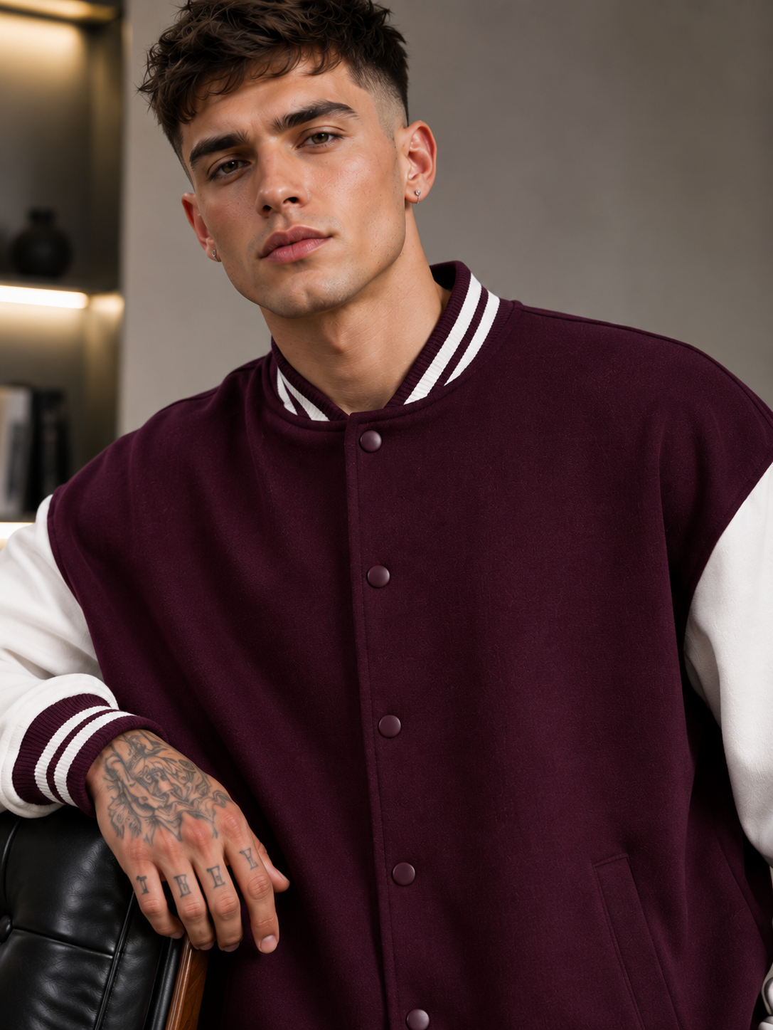 Men's Maroon Varsity Jacket