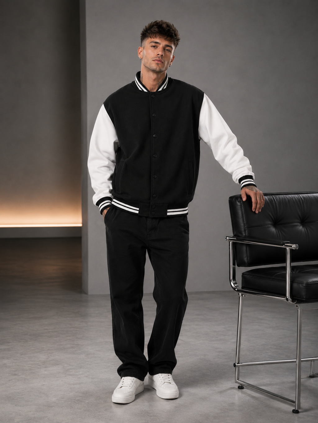 Men's Black Varsity Jacket