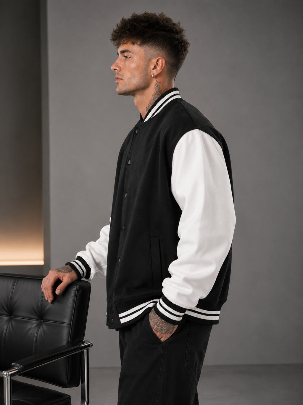 Men's Black Varsity Jacket