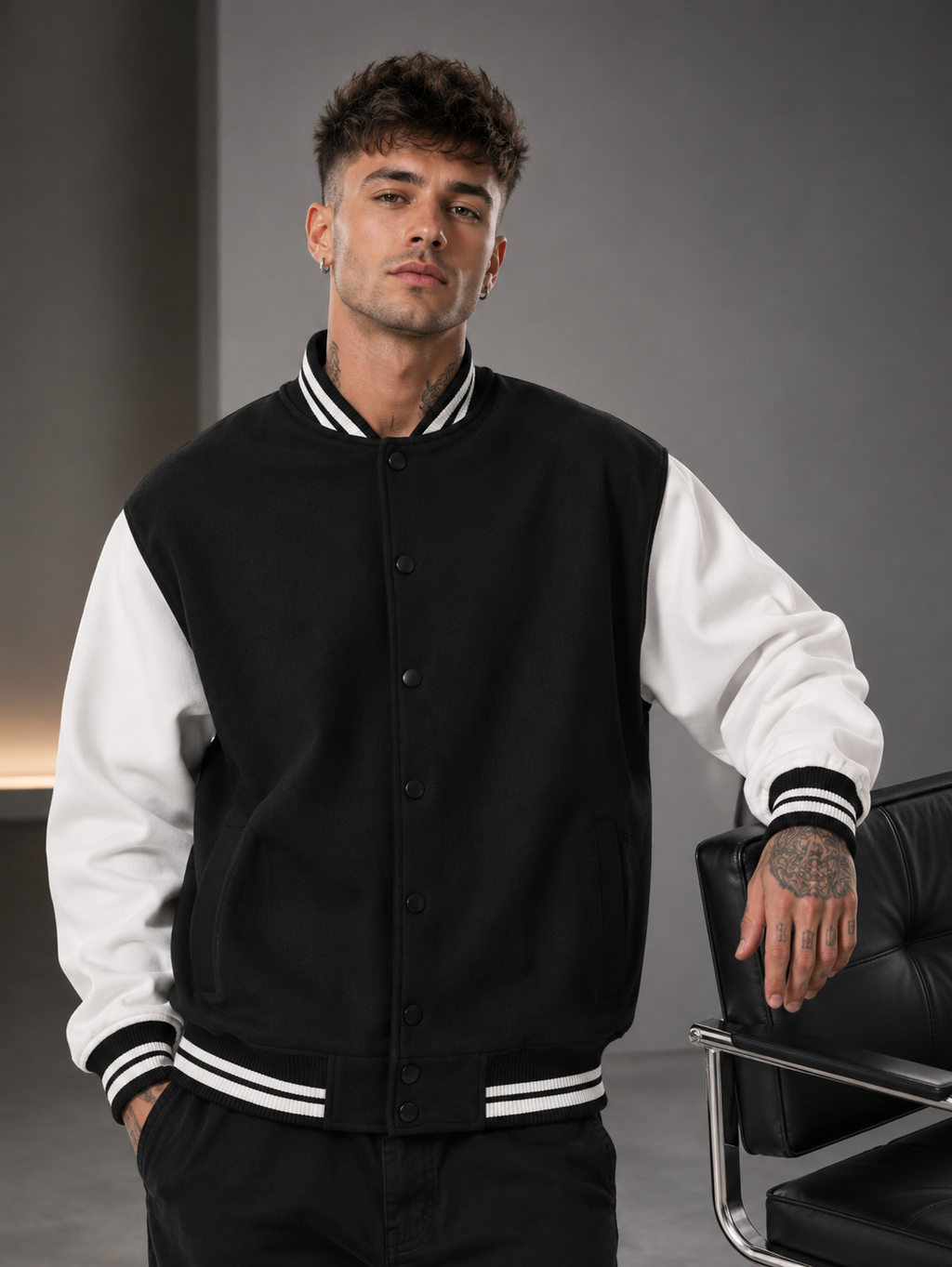 Men's Black Varsity Jacket