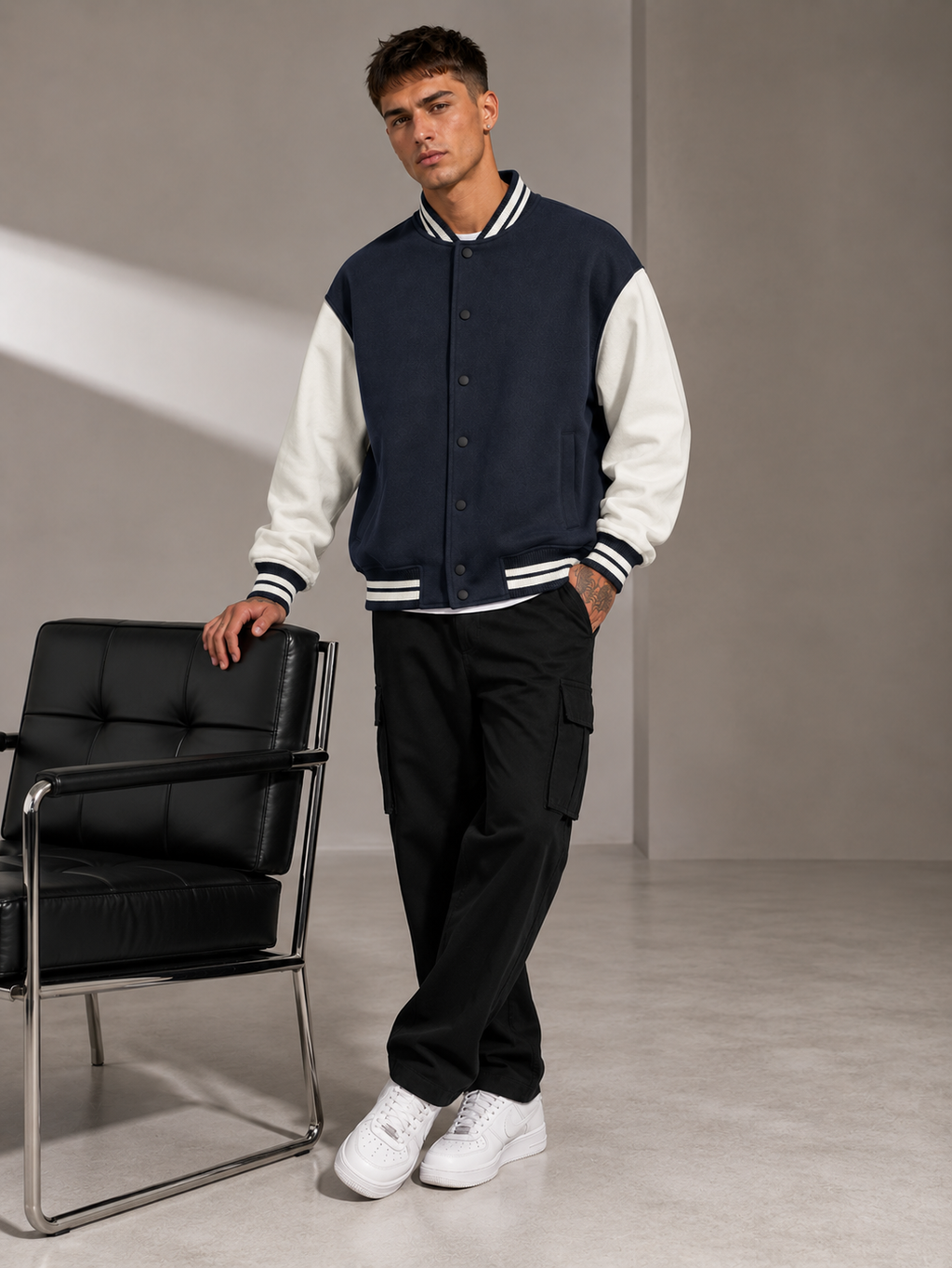 Men's Navy Blue Varsity Jacket