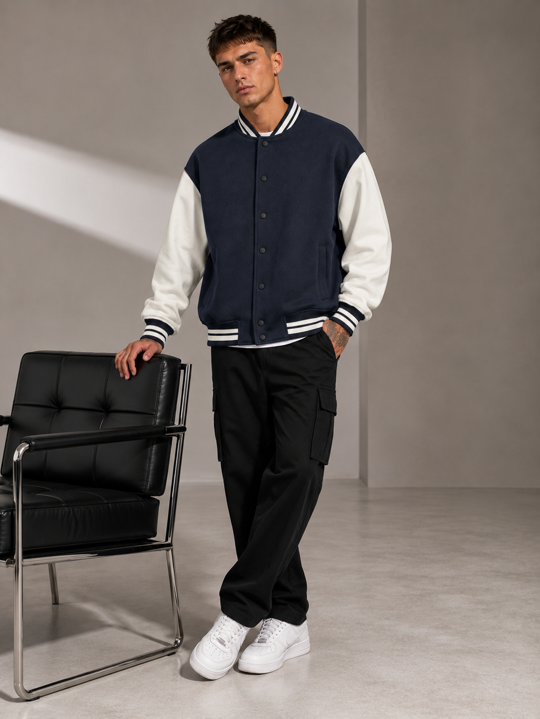 Men's Navy Blue Varsity Jacket