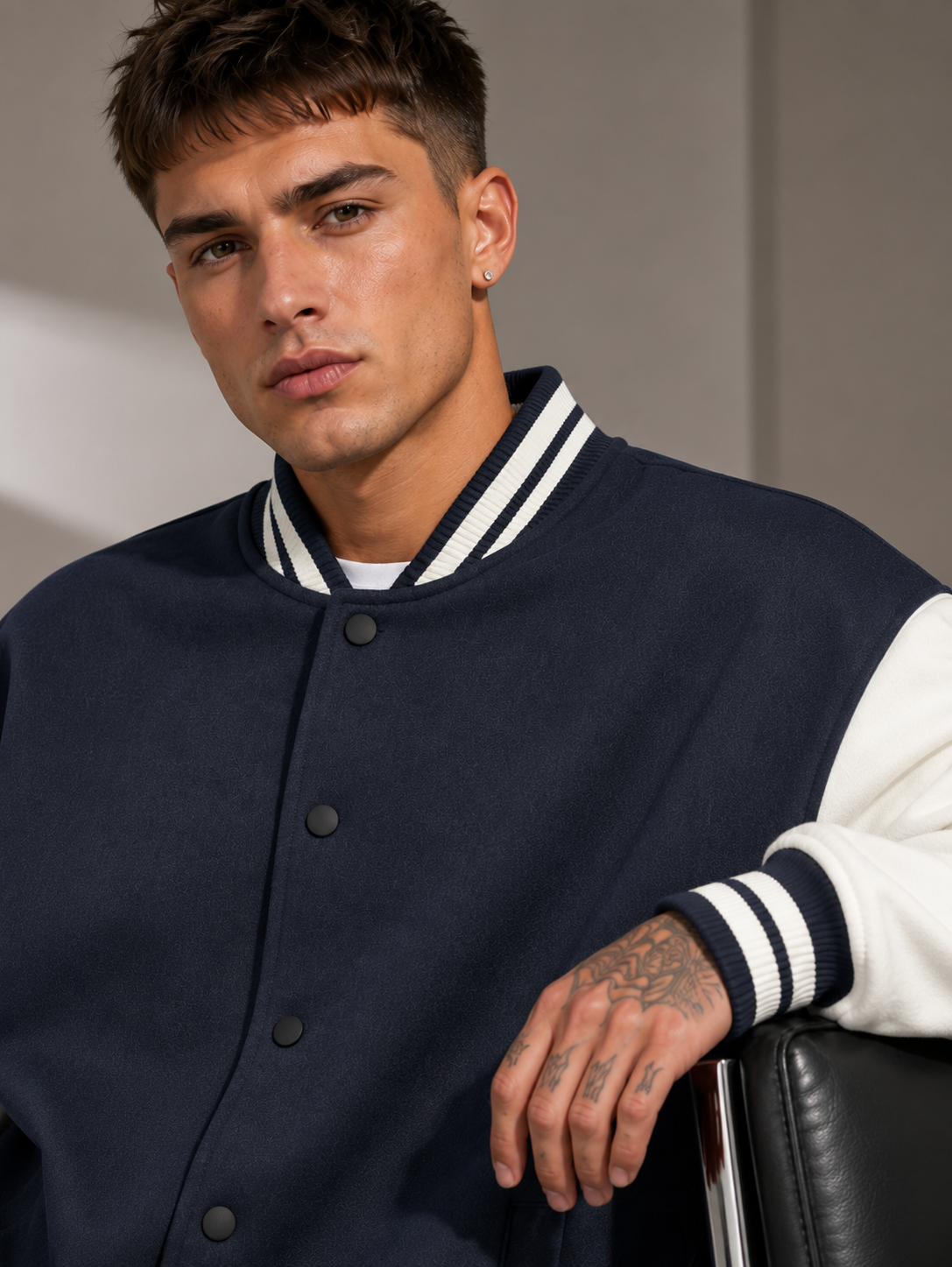 Men's Navy Blue Varsity Jacket