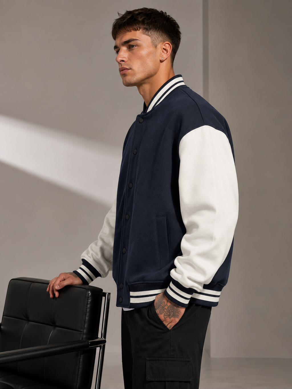 Men's Navy Blue Varsity Jacket