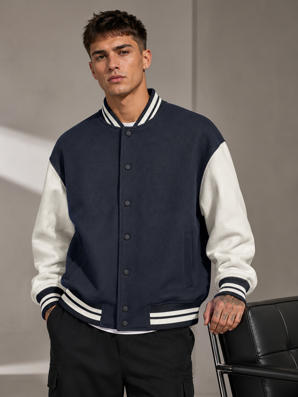 Men's Navy Blue Varsity Jacket