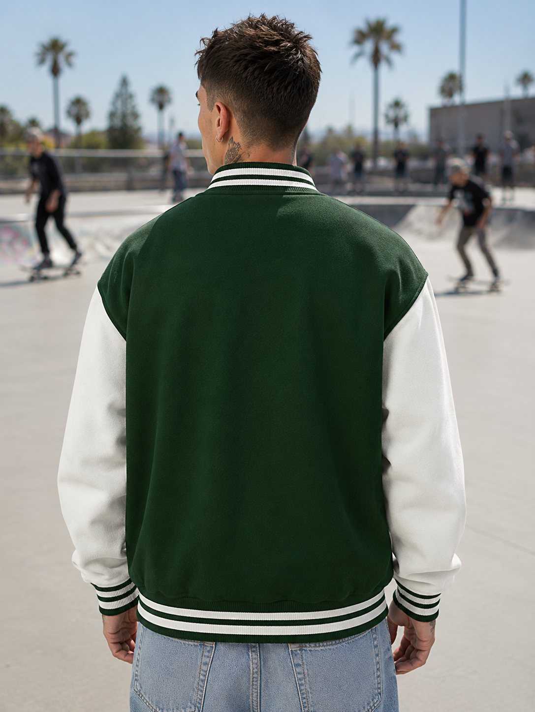 Men's Bottle Green Varsity Jacket