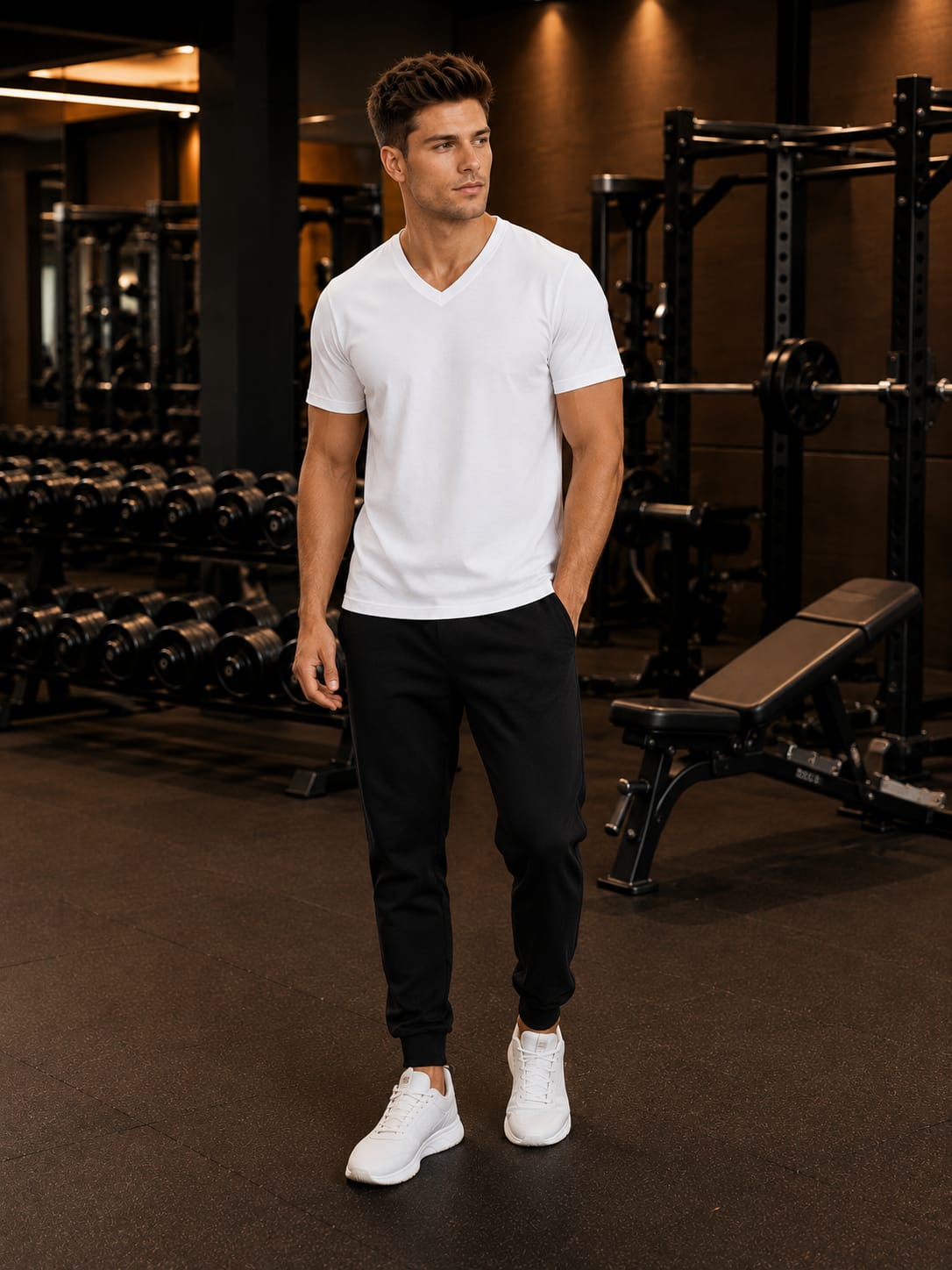 Men's Premium White V Neck T-Shirt