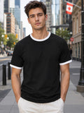 Men's White & Black Ringer T-Shirt.