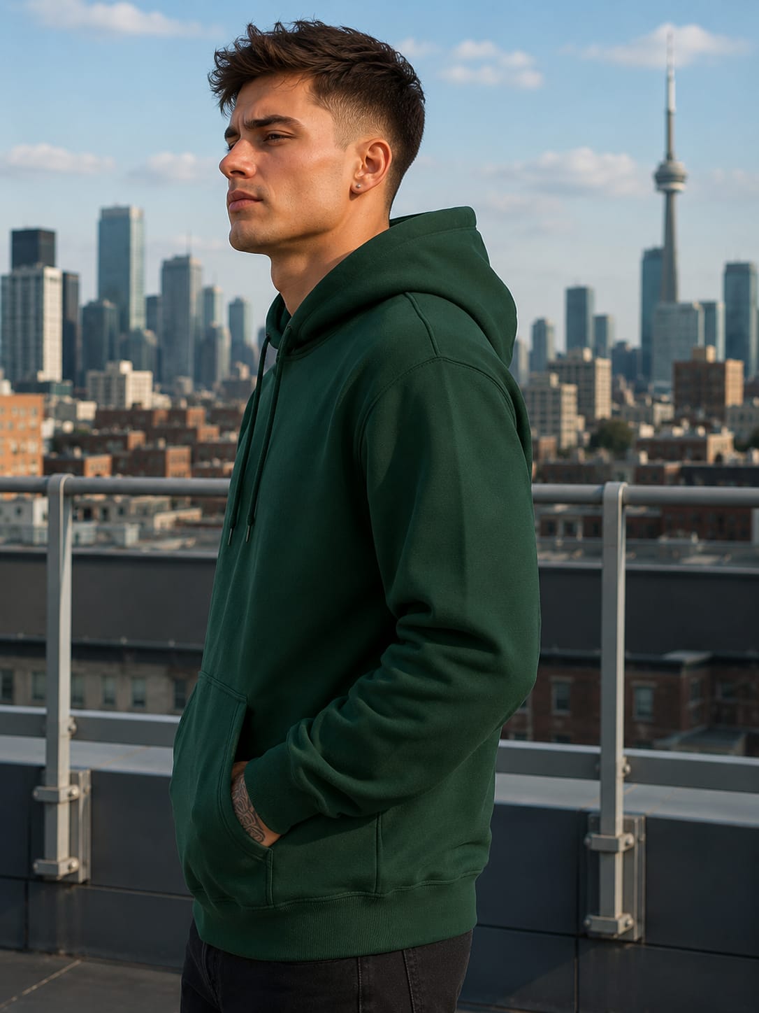 Men's Bottle Green Hoodie