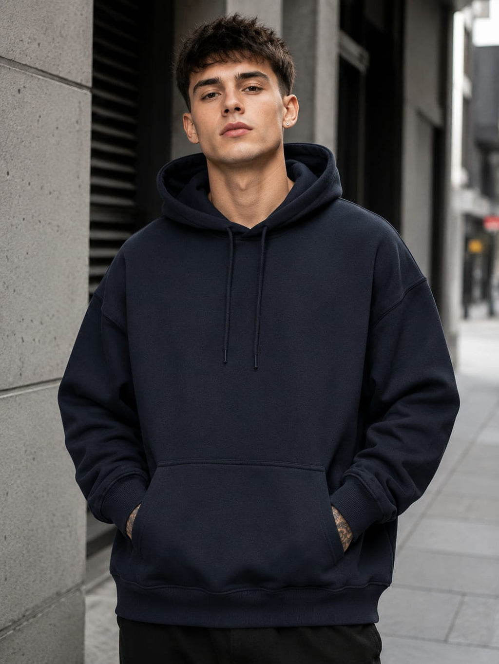 Men's Navy Blue Oversized Hoodies