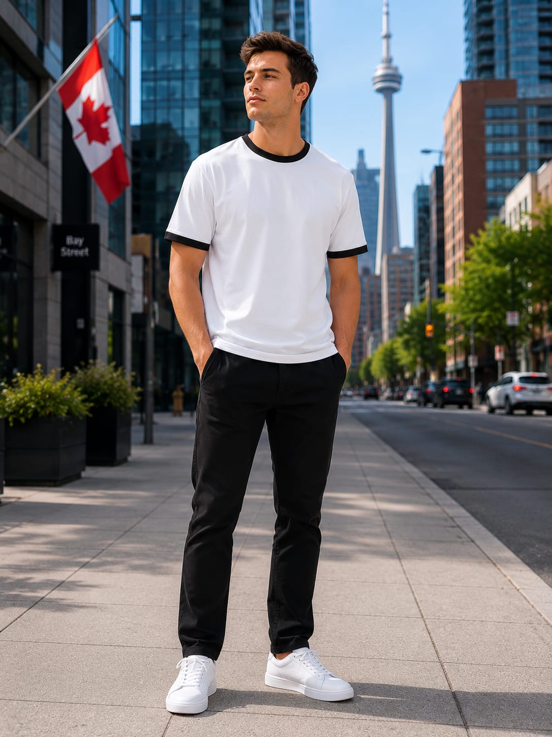 Men's Maroon & Off-White Ringer T-Shirt.