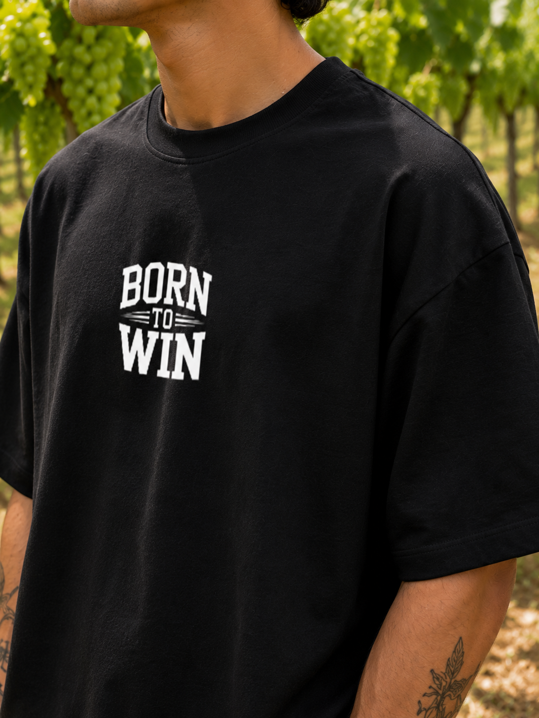 Men's Black BTW Typography Oversized T-shirt.