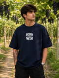 Men's Navy Blue BTW Typography Oversized T-shirt