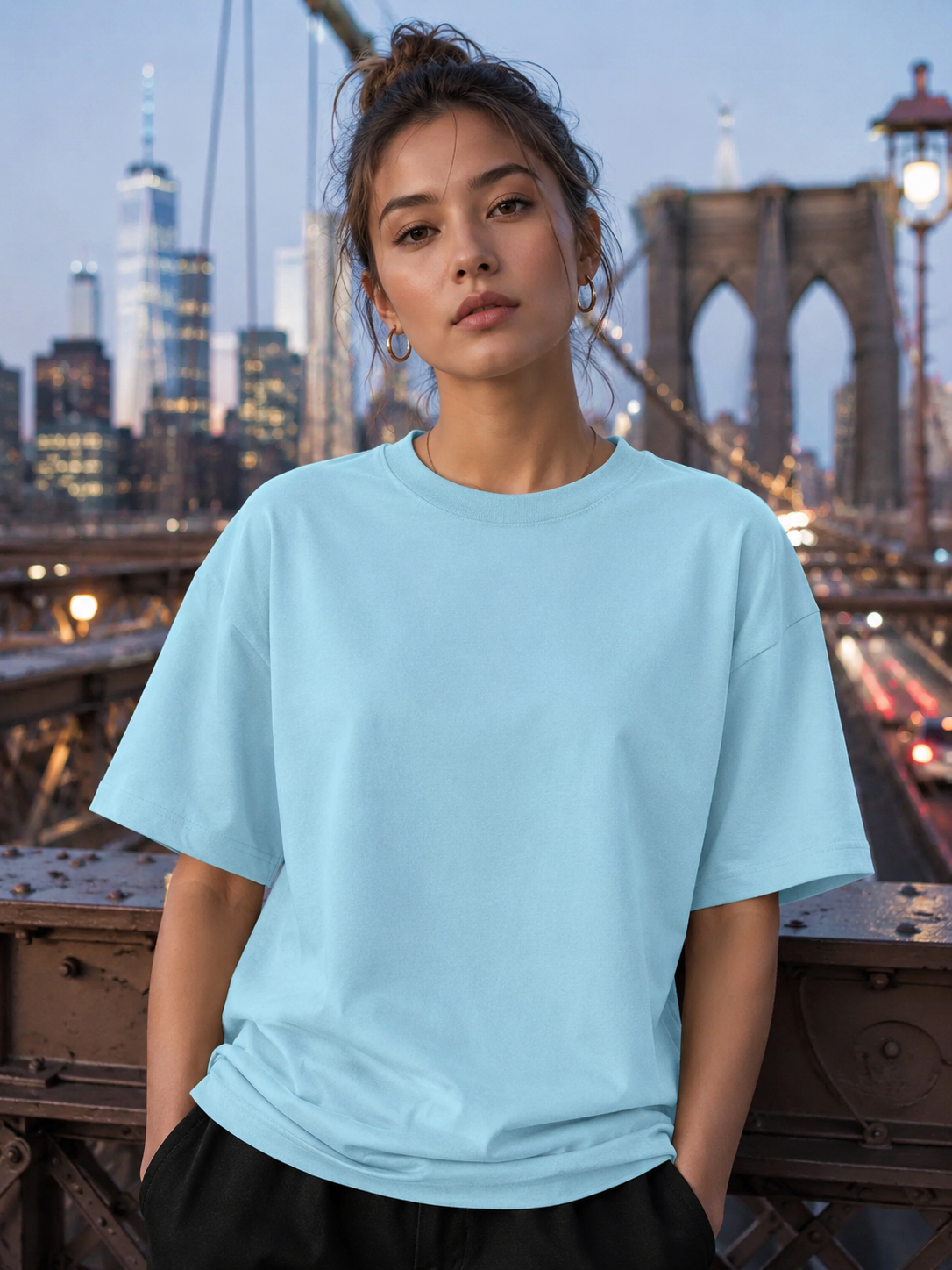 Women's Baby Blue Classic Oversized T-Shirt.