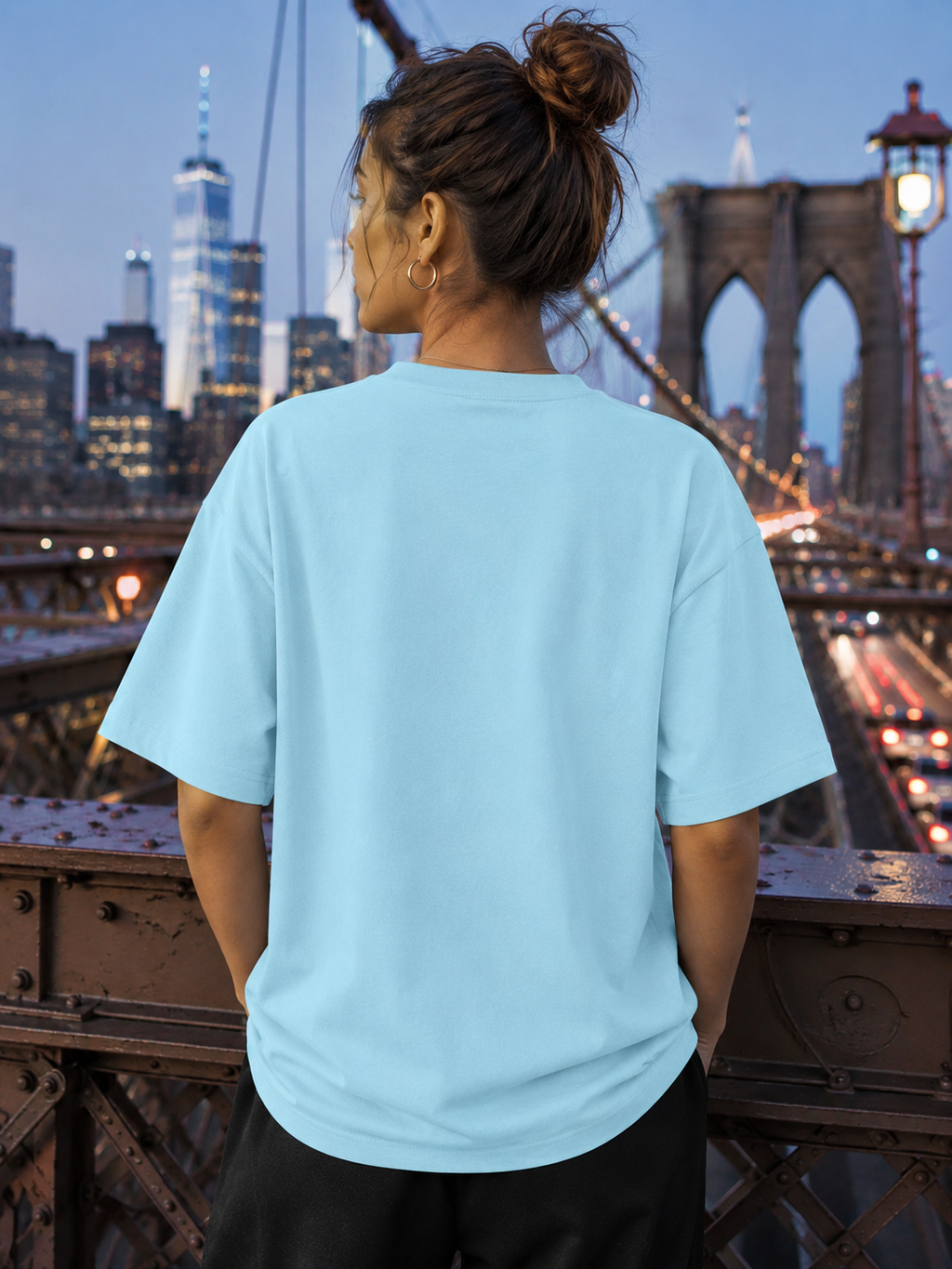 Women's Baby Blue Classic Oversized T-Shirt.