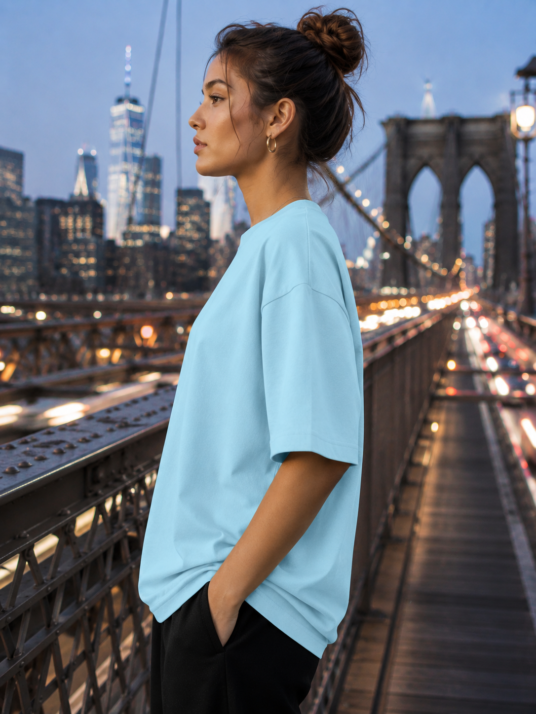 Women's Baby Blue Classic Oversized T-Shirt.
