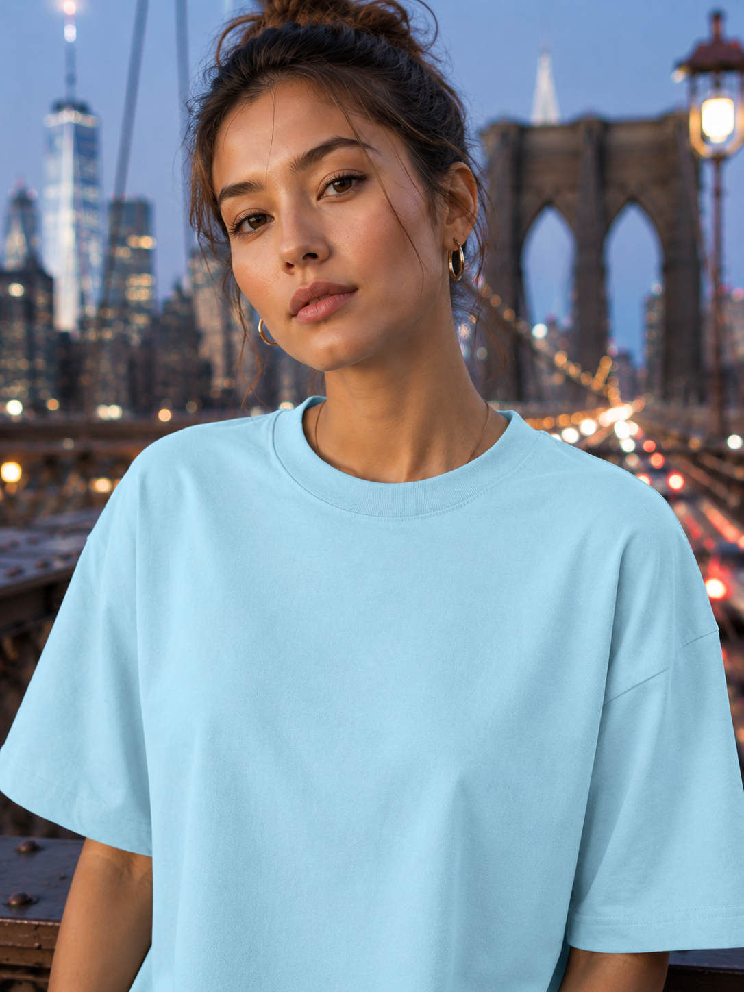 Women's Baby Blue Classic Oversized T-Shirt.