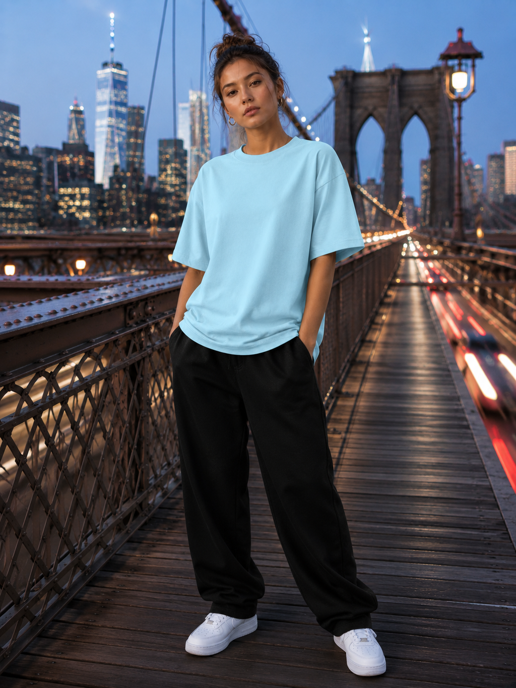 Women's Baby Blue Classic Oversized T-Shirt.