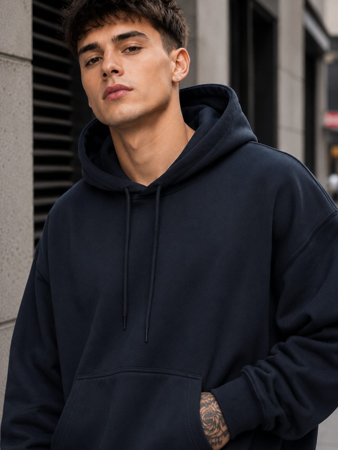 Men's Navy Blue Oversized Hoodies