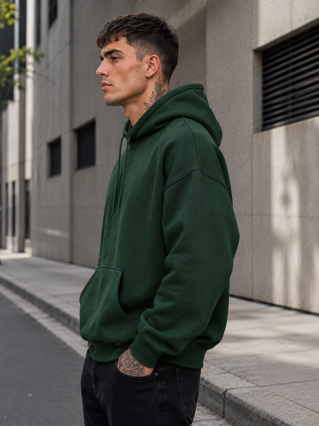 Men's Bottle Green  Oversized Hoodie