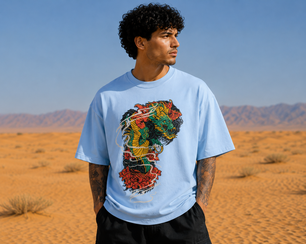 Men's ''Ryu Rise" Printed Terry Oversized T-shirt