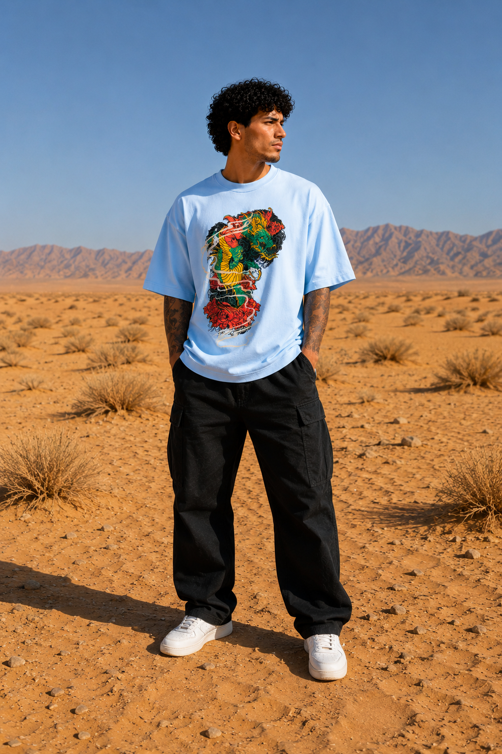 Men's ''Ryu Rise" Printed Terry Oversized T-shirt