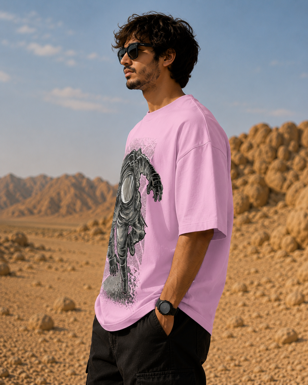 Men's Baby Pink Terry Oversized T-shirt